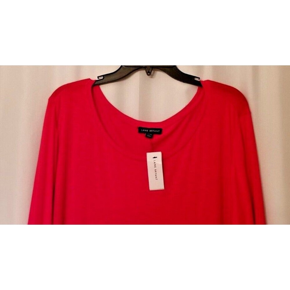 Lane Bryant Women's Top Swing Collection Red Lace Hemline Trim New Size 26/28